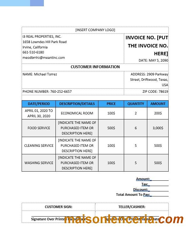 Pusty szablon faktury nieruchomości w formatach Word i PDF
